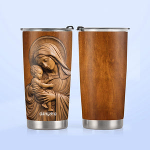 Maria Holding Jesus Wooden Carving HTRZ31080934DY Stainless Steel Tumbler