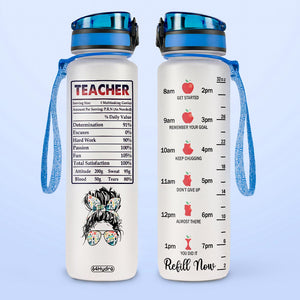 Teacher Nutrition Facts HTRZ10082560FU Water Tracker Bottle