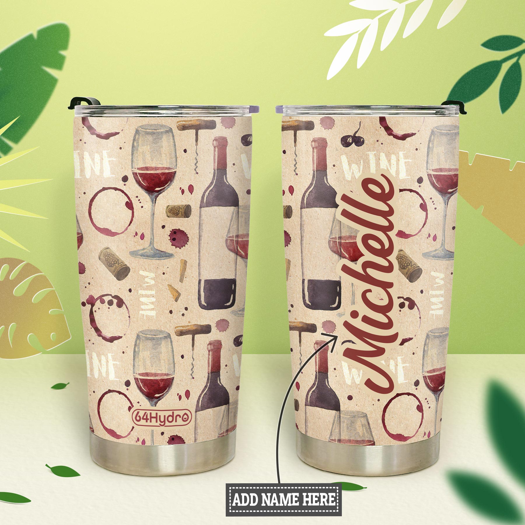 Wine Pattern HTRZ19093507XU Stainless Steel Tumbler