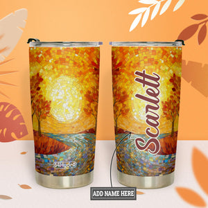 Autumn Leaves Crystal Mosaic HTRZ28083747GD Stainless Steel Tumbler