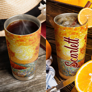 Autumn Leaves Crystal Mosaic HTRZ28083747GD Stainless Steel Tumbler