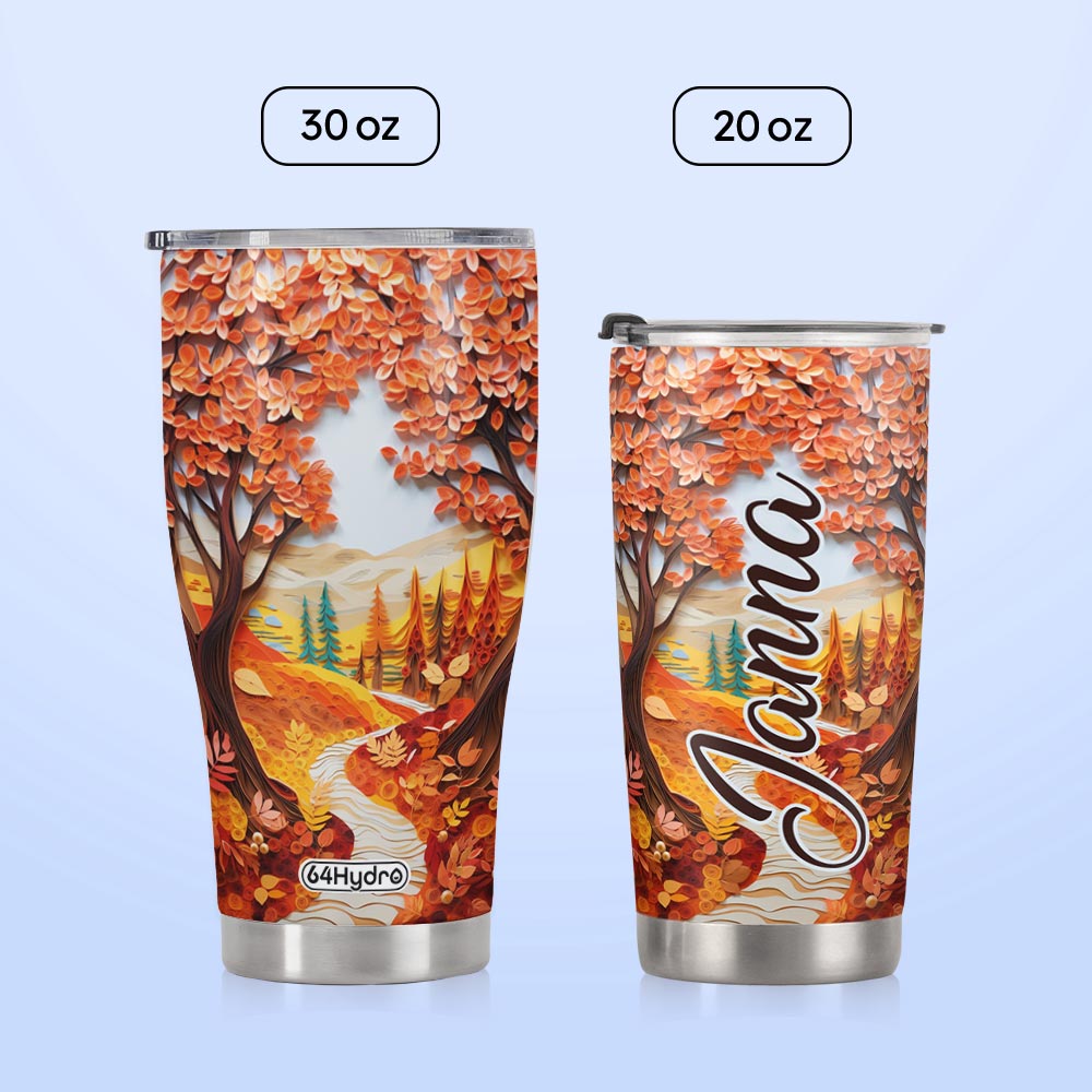 Autumn Leaves Quilling Art HTRZ31086695HS Stainless Steel Tumbler