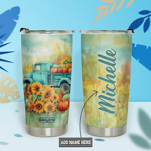 Autumn Sunflower Pumpkin Truck HTRZ28083961XB Stainless Steel Tumbler