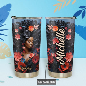Black Woman Floral Quilling Art HHRZ20095228XZ Stainless Steel Tumbler