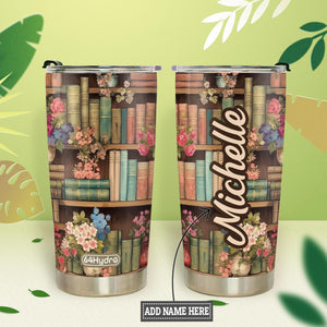 Bookshelf Floral Pattern HTRZ19098062TA Stainless Steel Tumbler