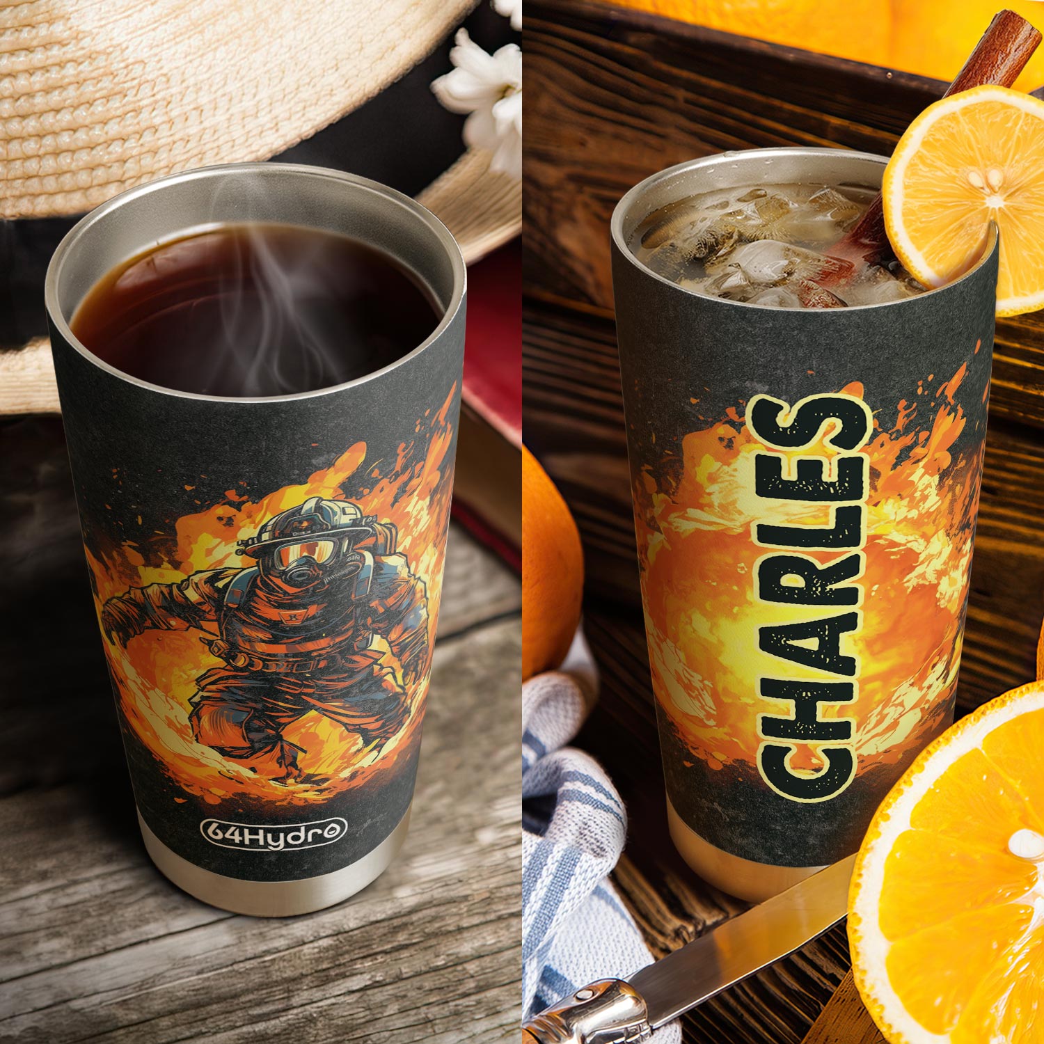 Brave Firefighter HTRZ28082533PK Stainless Steel Tumbler