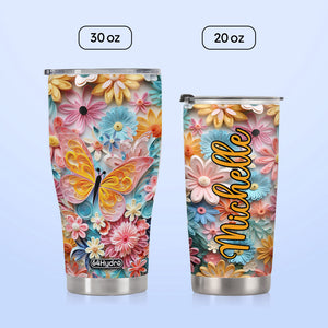Butterfly Coloful Paper Quiling HHAY060723778 Stainless Steel Tumbler