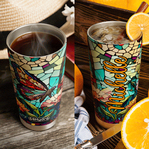Butterfly Colorful Crystal Mosaic HHAY060723425 Stainless Steel Tumbler