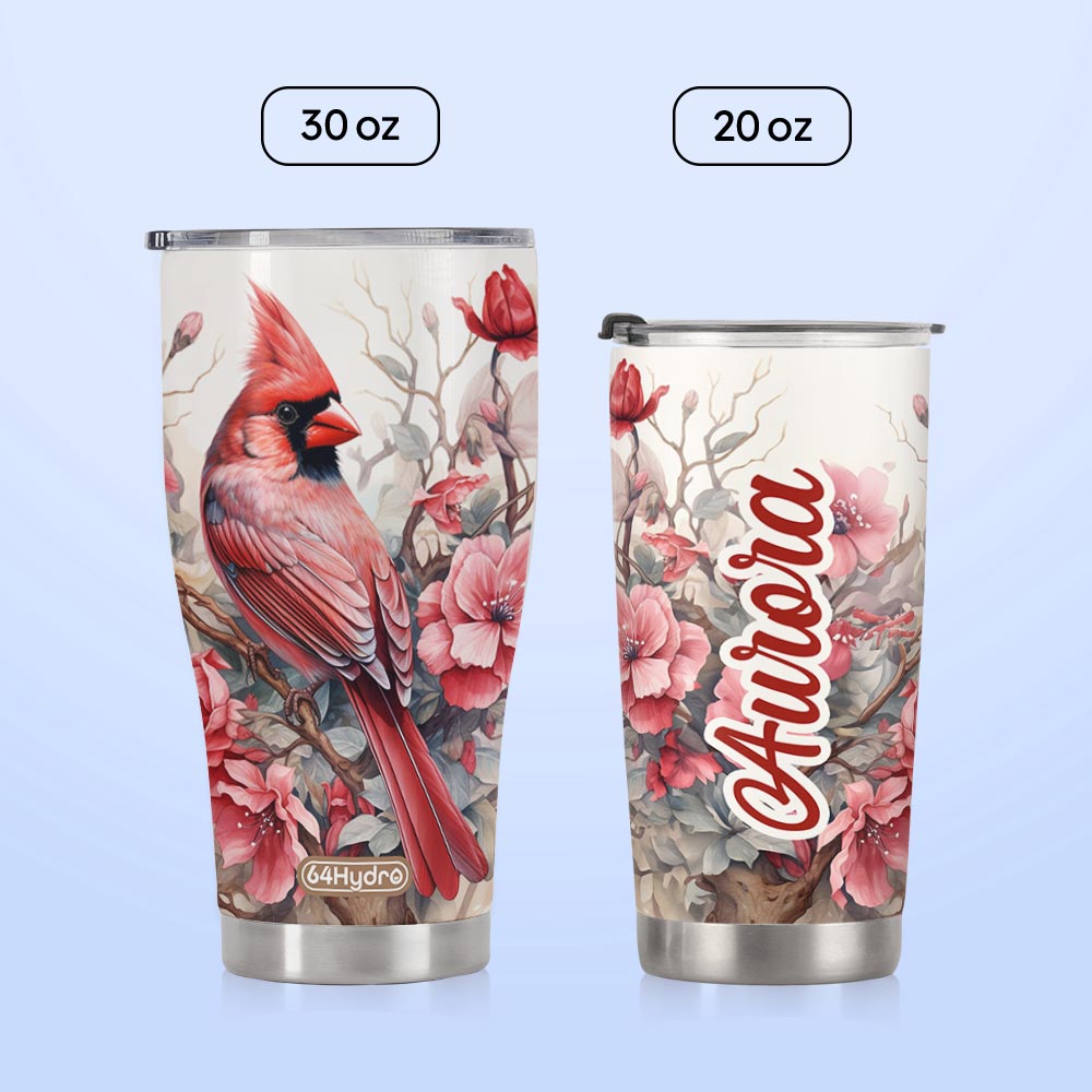 Cardinal Red Flower HTRZ19094111TR Stainless Steel Tumbler