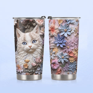 Cat Flowers Plaster Carving HHAY100723670 Stainless Steel Tumbler