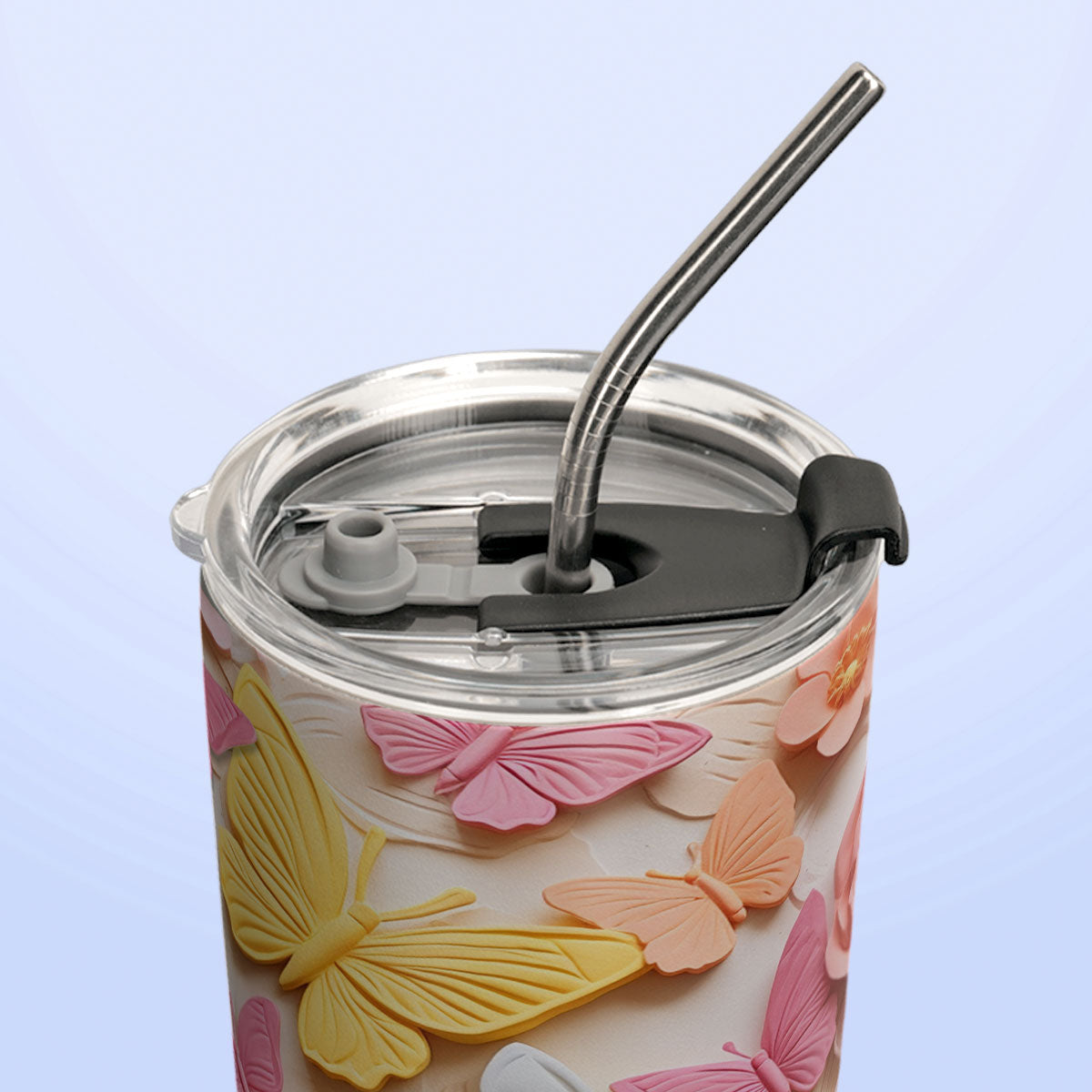 Colorful Butterfly Plaster Carving HHAY060723960 Stainless Steel Tumbler