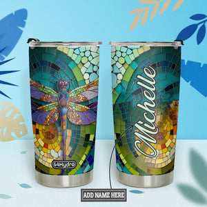 Colorful Dragonfly Crystal Mosaic HTRZ05090811AX Stainless Steel Tumbler