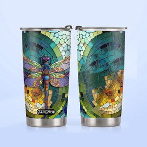 Colorful Dragonfly Crystal Mosaic HTRZ05090811AX Stainless Steel Tumbler