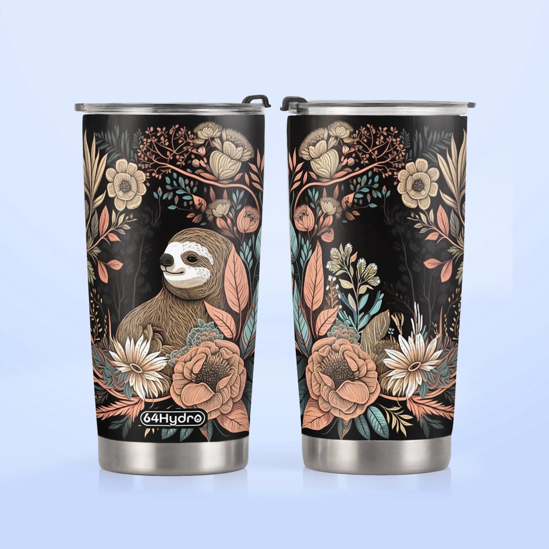 Colorful Floral Sloth HTRZ05091364CA Stainless Steel Tumbler