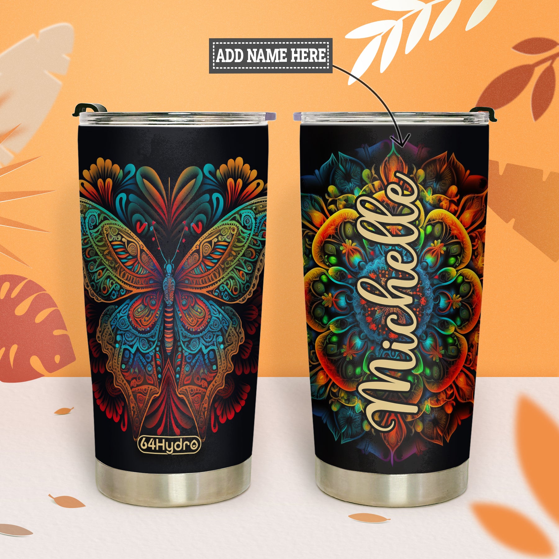 Colorful Mandala Butterfly HHAY060723878 Stainless Steel Tumbler