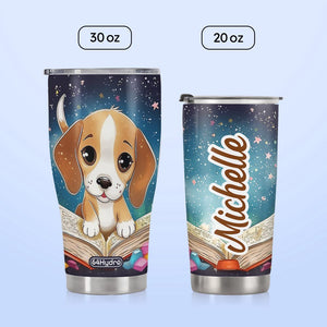 Cute Beagle Reading Books HTRZ12098017RF Stainless Steel Tumbler