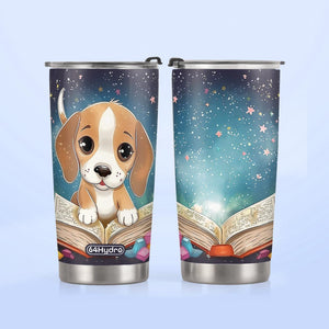 Cute Beagle Reading Books HTRZ12098017RF Stainless Steel Tumbler