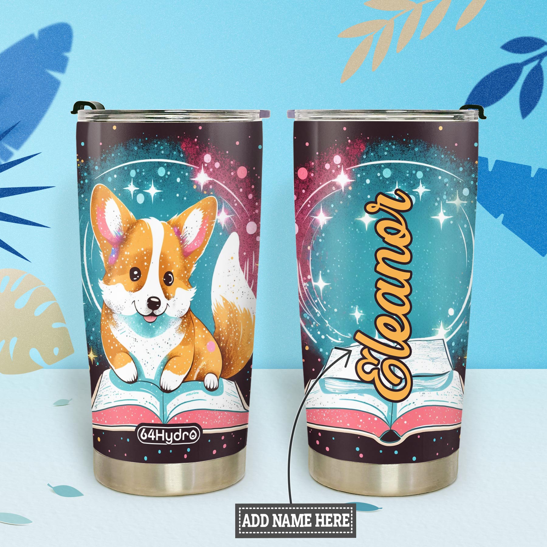 Cute Corgi Reading Books HTRZ12090575XZ Stainless Steel Tumbler