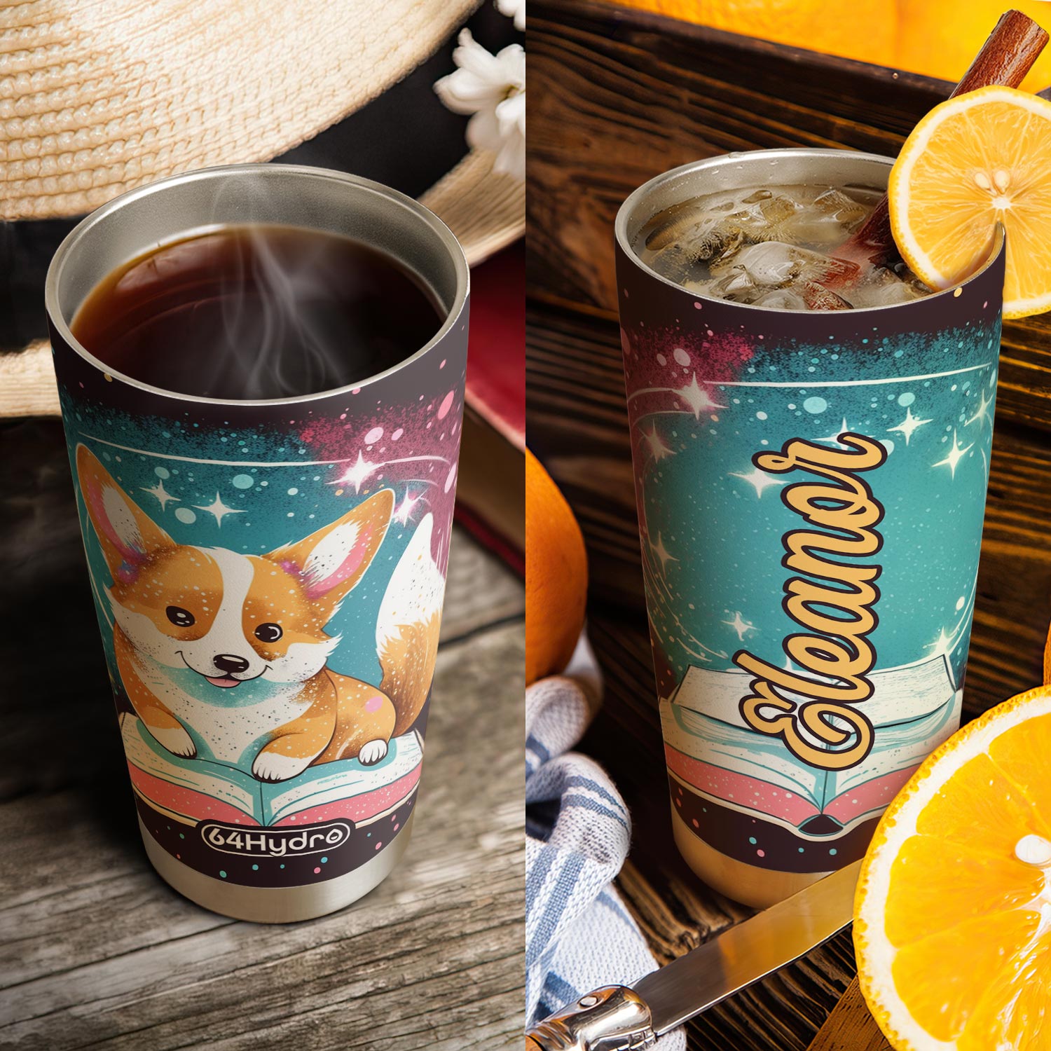 Cute Corgi Reading Books HTRZ12090575XZ Stainless Steel Tumbler