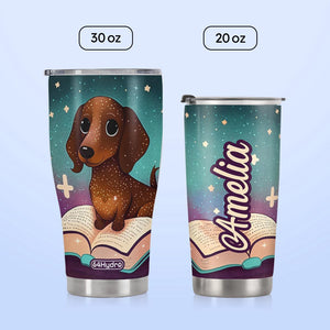 Cute Dachshund Reading Books HTRZ12092303DS Stainless Steel Tumbler