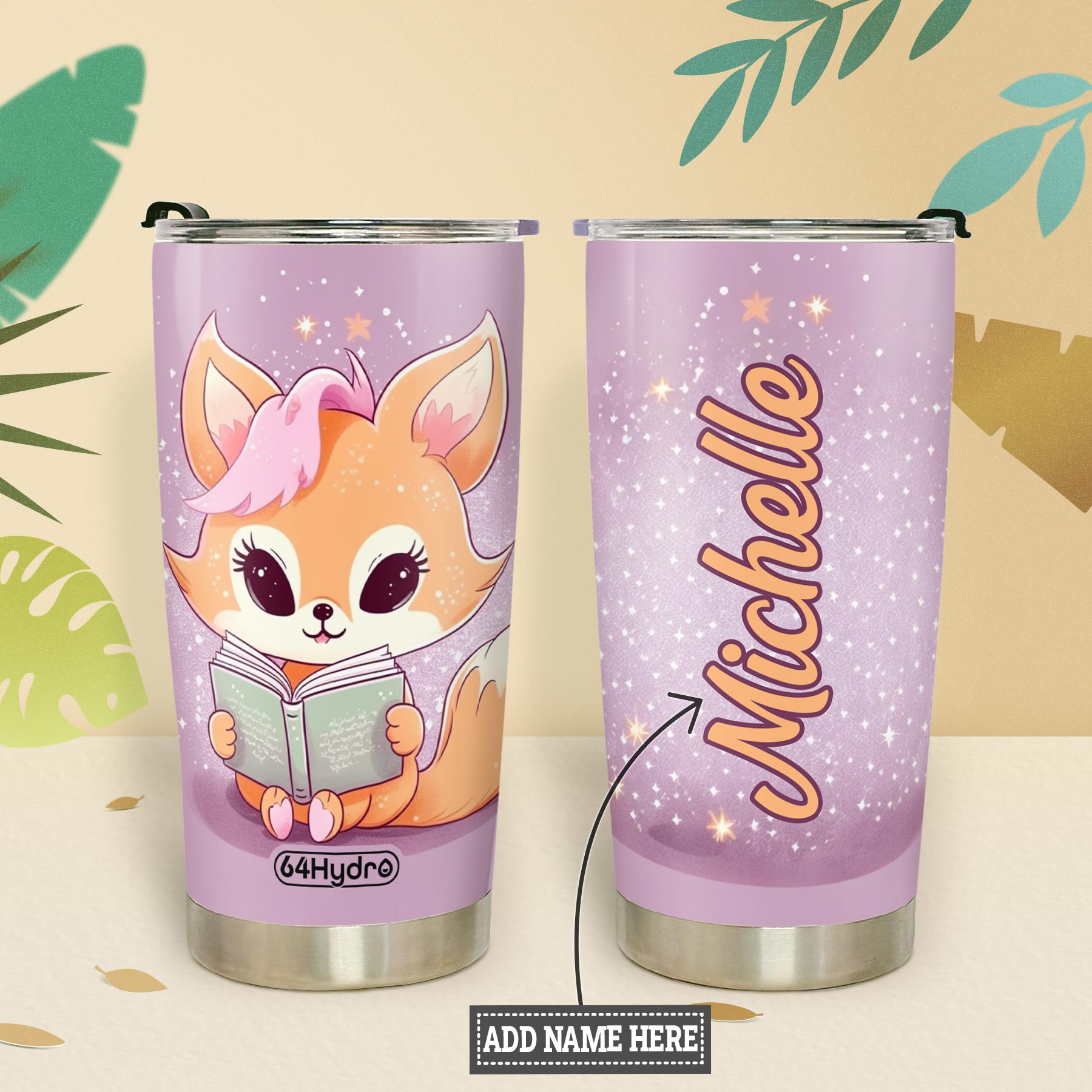 Cute Fox Reading Books HTRZ14095393DI Stainless Steel Tumbler