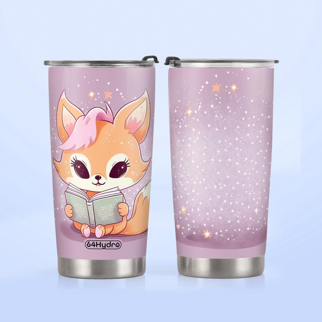 Cute Fox Reading Books HTRZ14095393DI Stainless Steel Tumbler