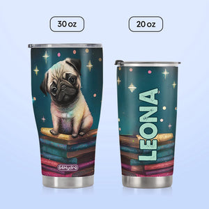 Cute Pug Reading Books HTRZ12090527FI Stainless Steel Tumbler