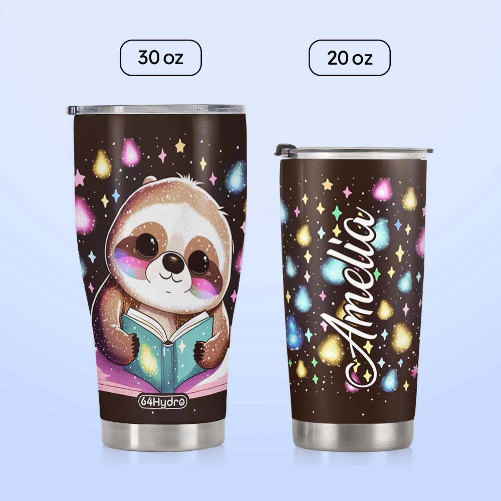 Cute Sloth Reading Books HTRZ05096535TB Stainless Steel Tumbler