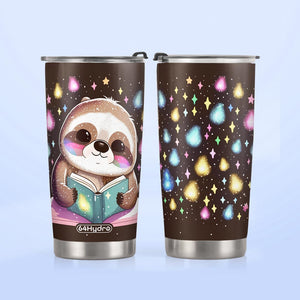 Cute Sloth Reading Books HTRZ05096535TB Stainless Steel Tumbler