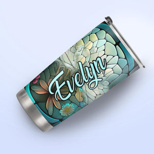 Dragonfly Aquamarine Crystal Mosaic HTRZ05098014FT Stainless Steel Tumbler