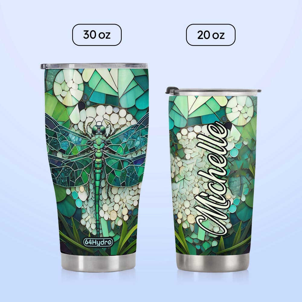 Dragonfly Chrysoprase Crystal Mosaic HTRZ05097222HG Stainless Steel Tumbler