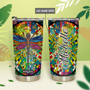 Dragonfly Colorful Crystal Mosaic HTRZ07093952EY Stainless Steel Tumbler