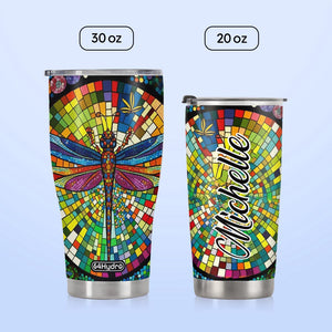 Dragonfly Colorful Crystal Mosaic HTRZ07093952EY Stainless Steel Tumbler