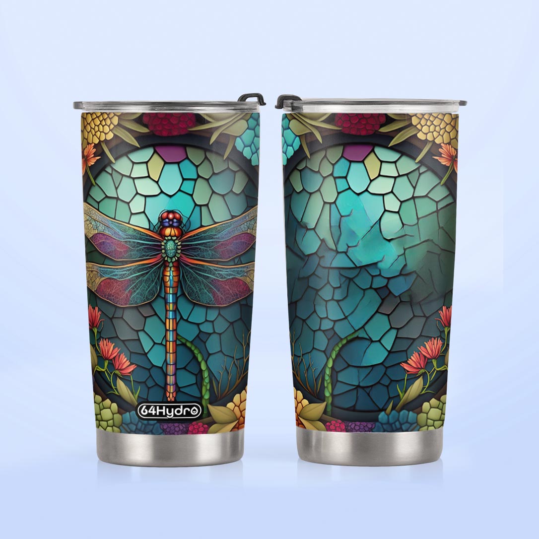 Dragonfly Colorful Crystal Mosaic HTRZ05098767VS Stainless Steel Tumbler