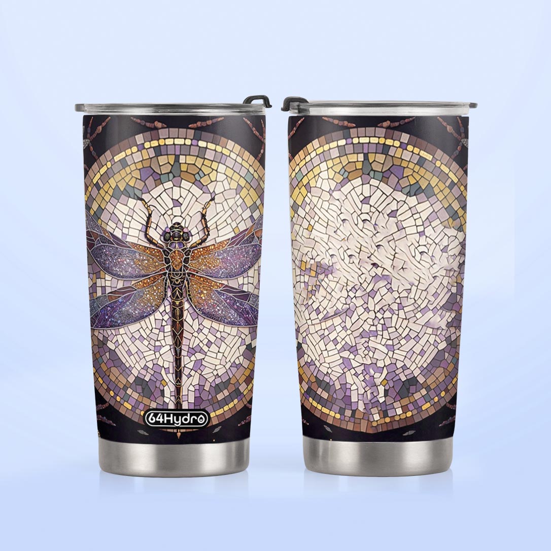 Dragonfly Colorful Stained Glass HTRZ07092492XI Stainless Steel Tumbler