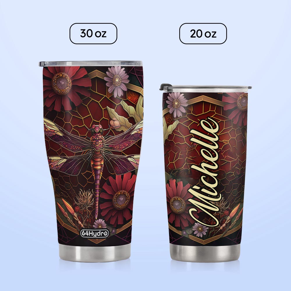 Dragonfly Garnet Crystal Mosaic HTRZ07095861EC Stainless Steel Tumbler