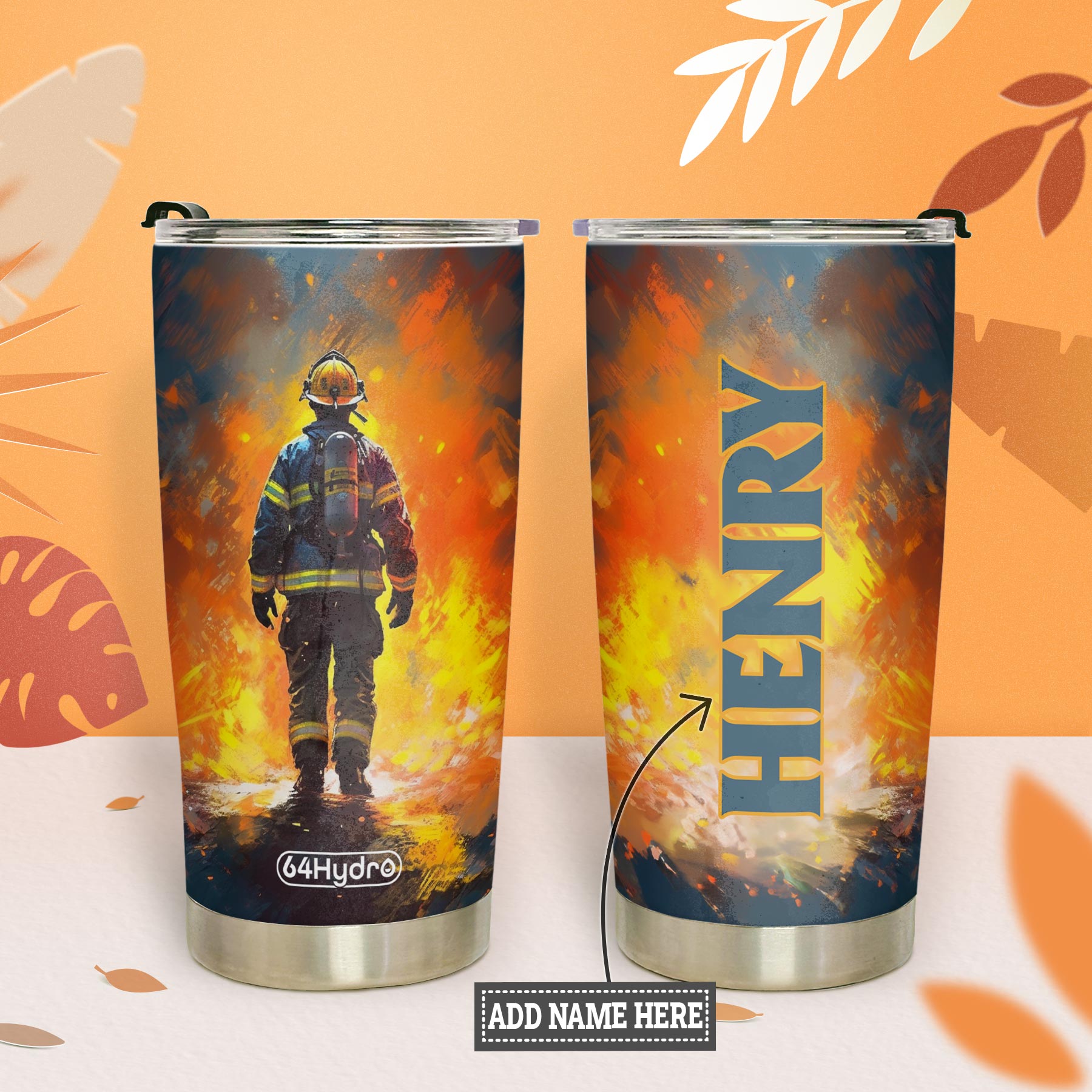 Firefighter Walking Through Fire HTRZ24087476NR Stainless Steel Tumbler