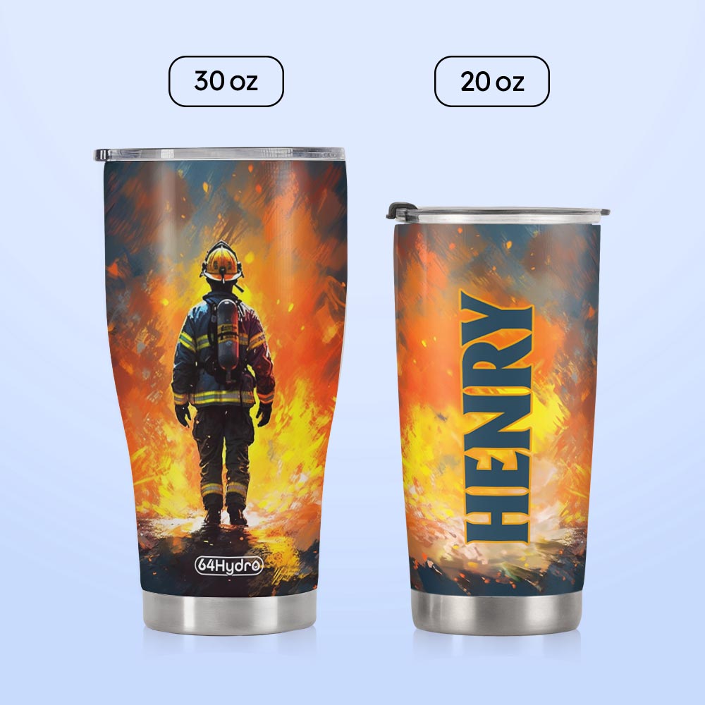 Firefighter Walking Through Fire HTRZ24087476NR Stainless Steel Tumbler