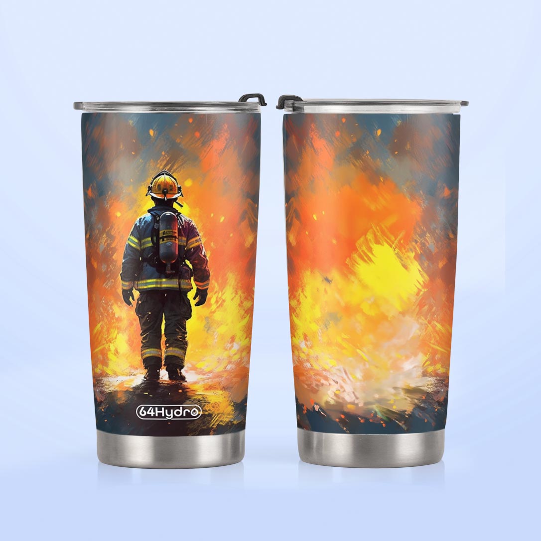 Firefighter Walking Through Fire HTRZ24087476NR Stainless Steel Tumbler