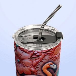 Flamingo Leather Carving HHAY070723984 Stainless Steel Tumbler