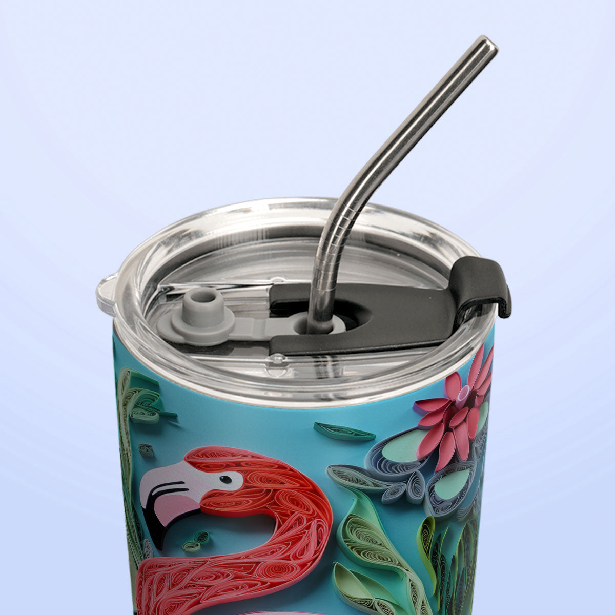 Flamingo Tropical Paper Quiling HHAY060723102 Stainless Steel Tumbler