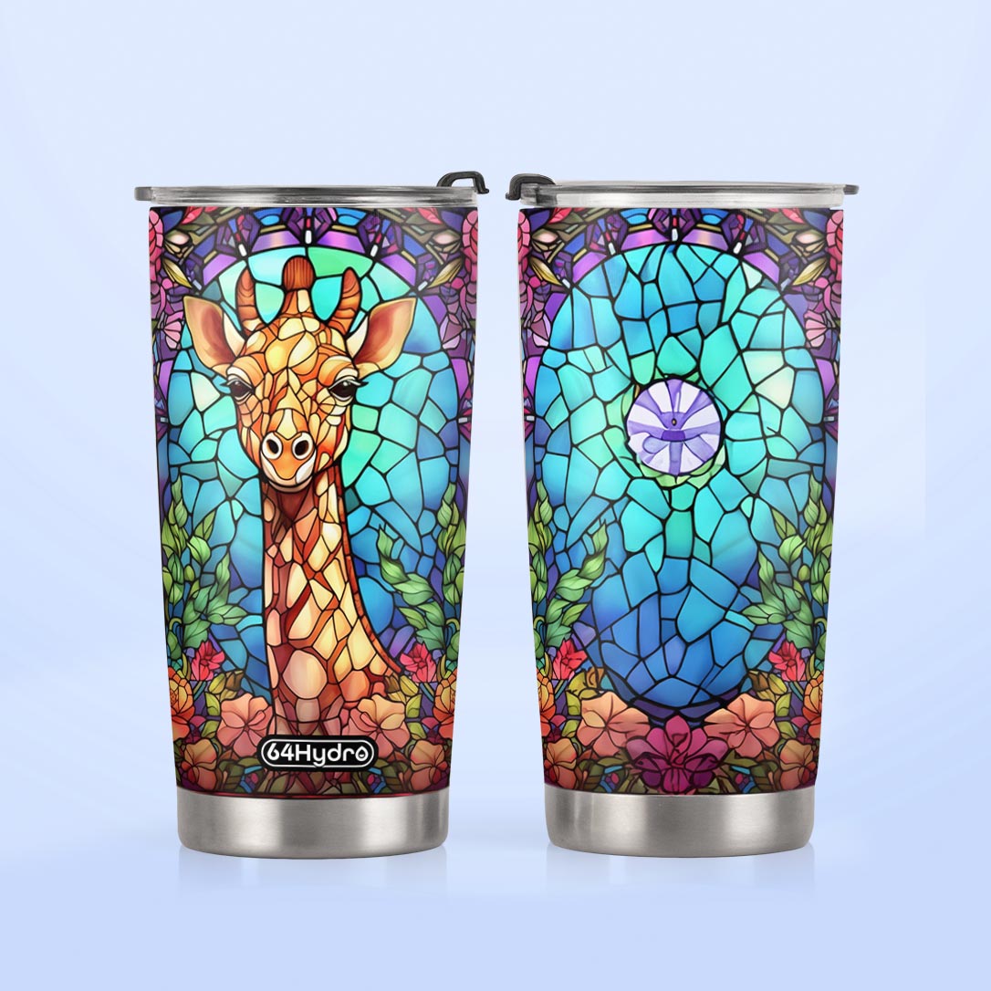 Giraffe Stained Glass Style HTRZ14090370VI Stainless Steel Tumbler