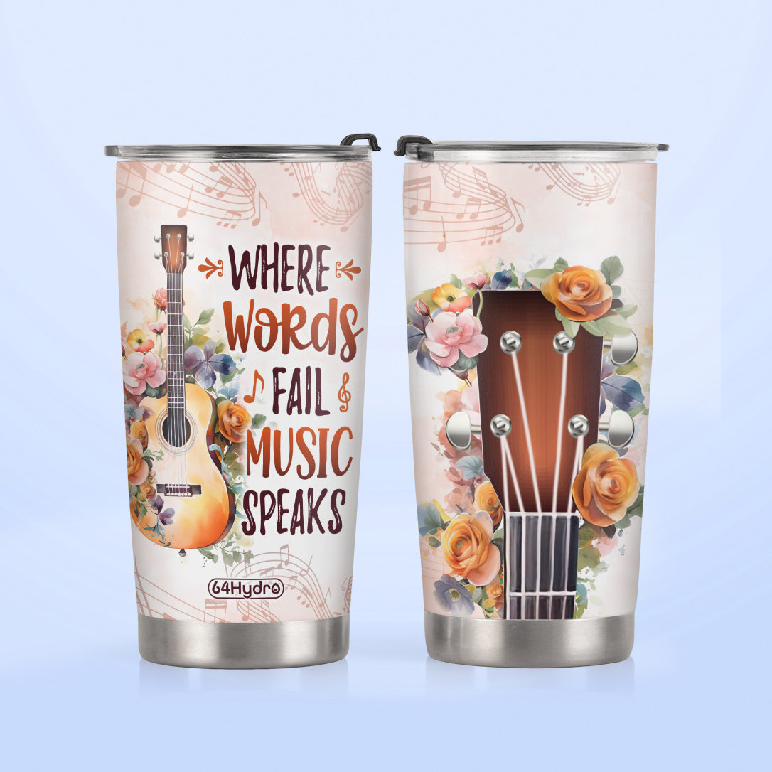 Guitar Where Words Fail Music Speaks DNRZ270623290 Stainless Steel Tumbler