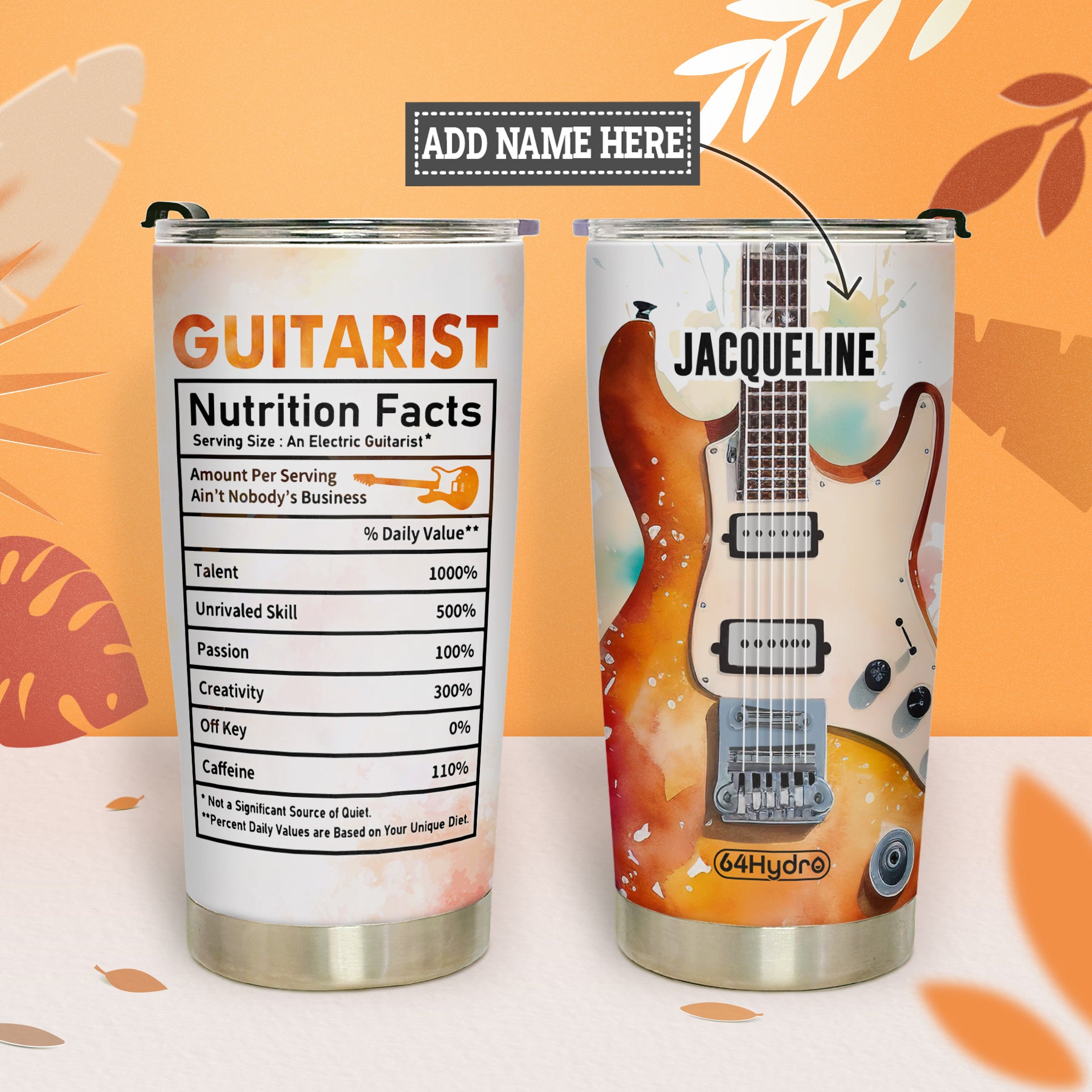 Guitarist Nutrition Facts Electric Guitar DNRZ230623601 Stainless Steel Tumbler