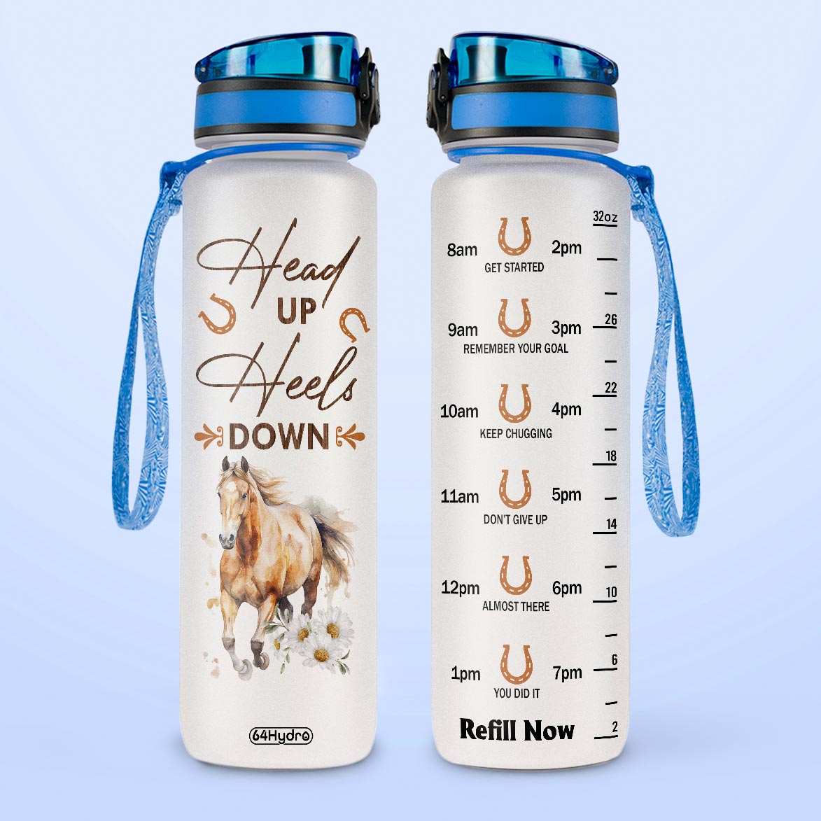 Horse Head Up Heels Down HTRZ15082585WB Water Tracker Bottle