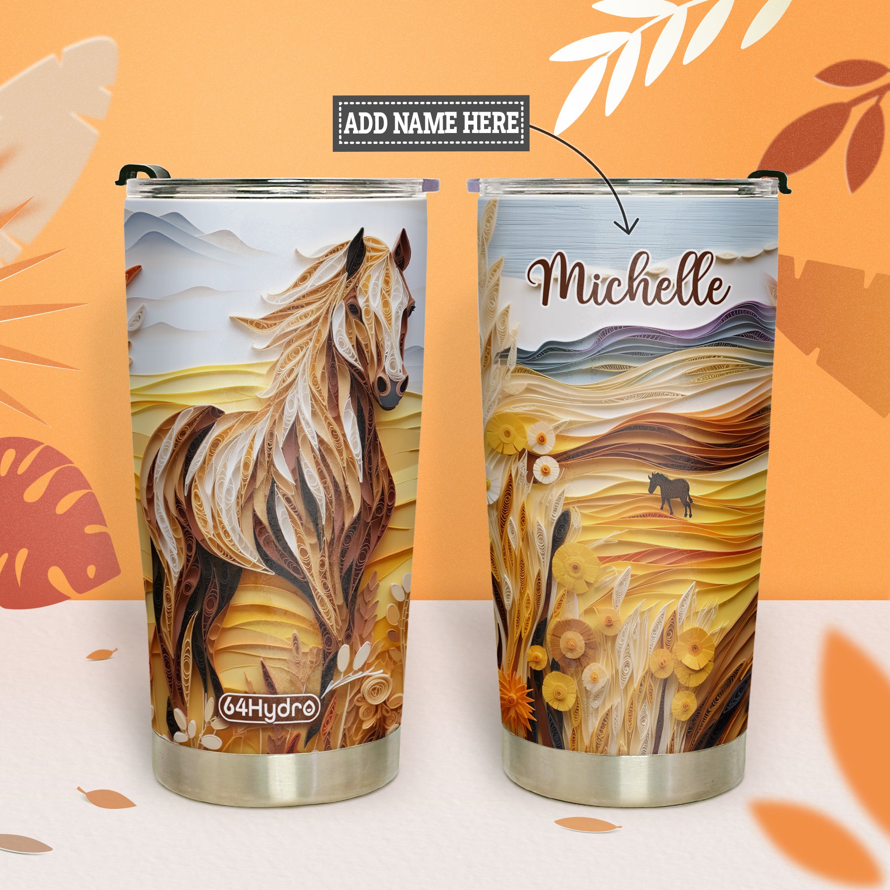 Horse Paper Quiling HHAY060723527 Stainless Steel Tumbler