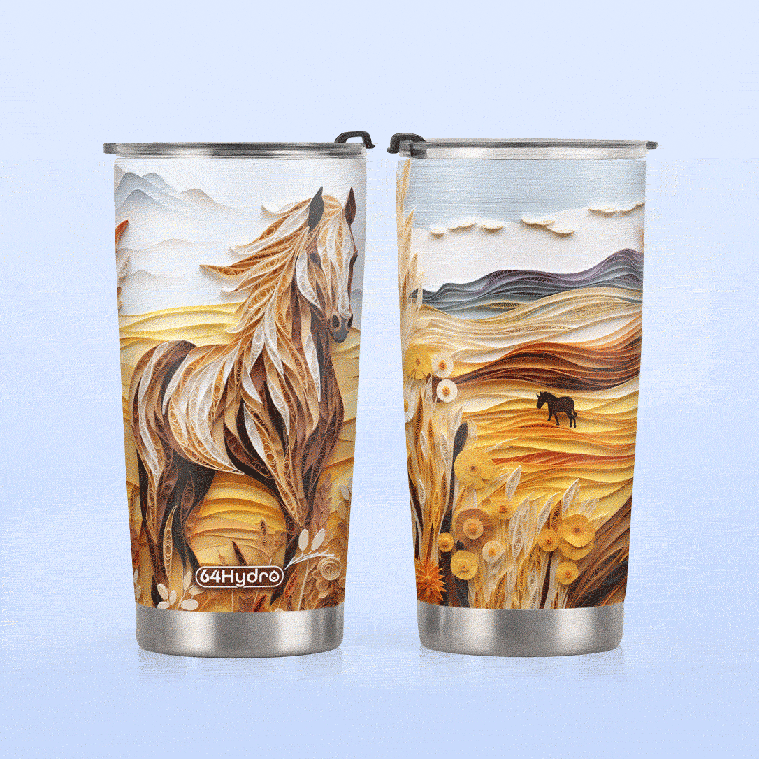 Horse Paper Quiling HHAY060723527 Stainless Steel Tumbler