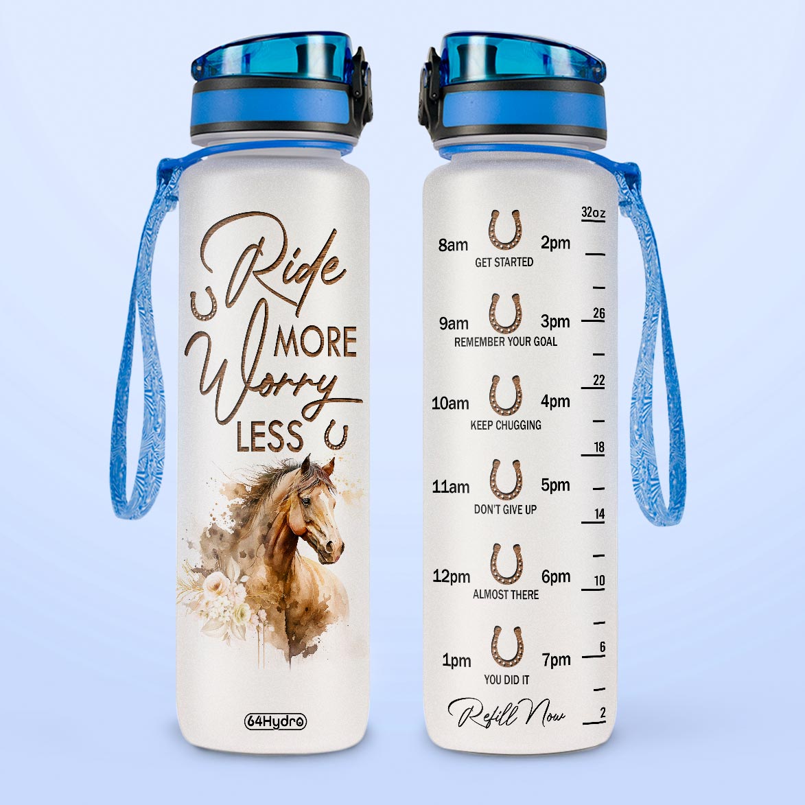 Horse Ride More Worry Less HTRZ15084559QB Water Tracker Bottle