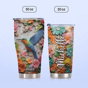 Hummingbird Colorful Garden Plaster Carving HHAY100723726 Stainless Steel Tumbler