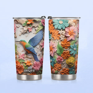 Hummingbird Colorful Garden Plaster Carving HHAY100723726 Stainless Steel Tumbler
